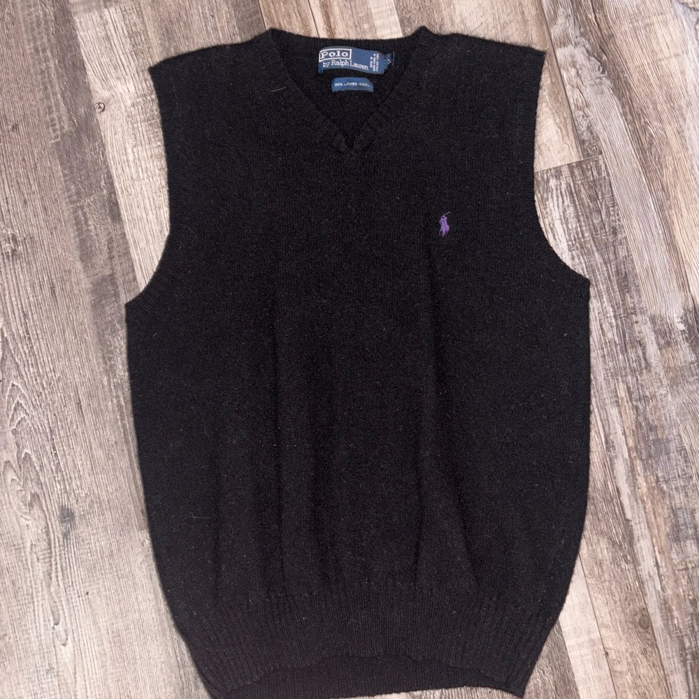 Ralph Lauren Black Wool Sweater Vest